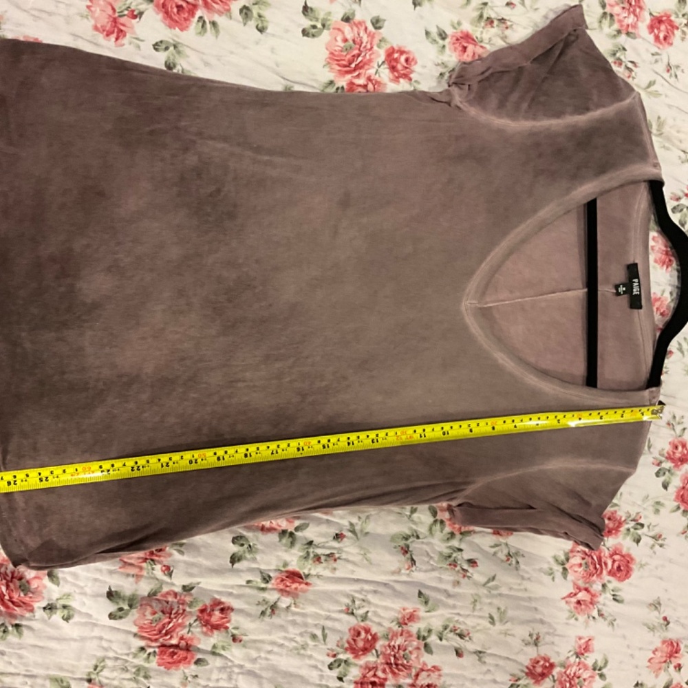 Paige Made in USA Stretch Deep V-Neck Short Sleeve Tee Top Shirt Medium Purple - Picture 13 of 14